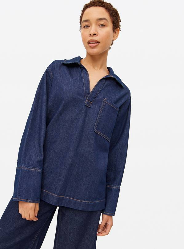 Dark Denim Western Pop Over Co-ord Top 10